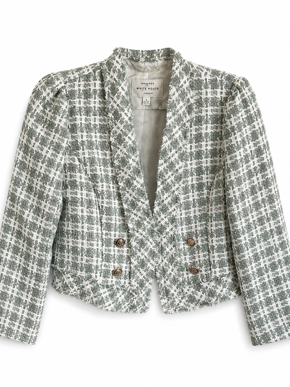 Haute Monde Mint Green Tweed Cropped Blazer NWT - Picture 1 of 6